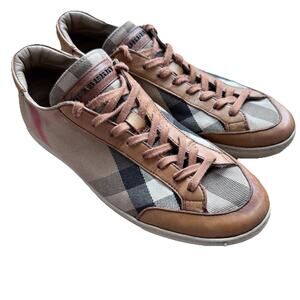 Burberry Brown Nova Check Canvas And Leather Low Top Sneakers Size 39